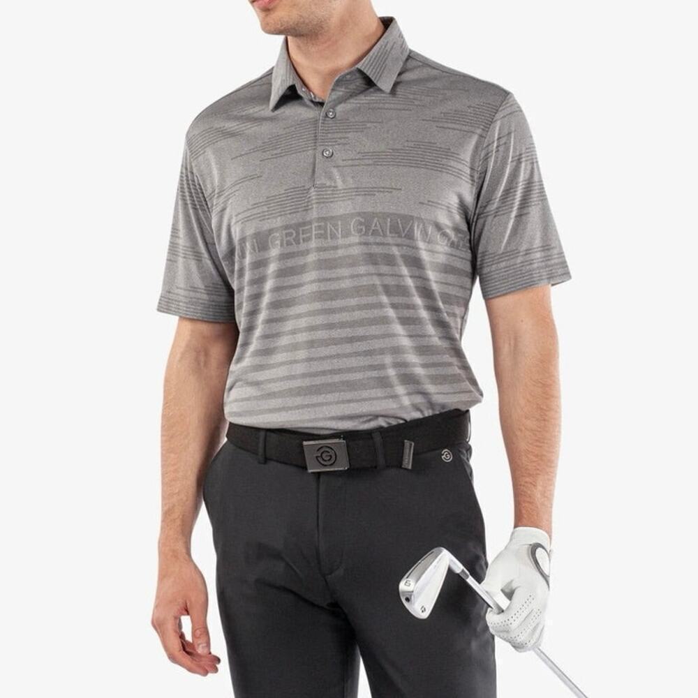 Galvin Green Mens Maximus Breathable Short Sleeve Golf Shirt Gray Size L